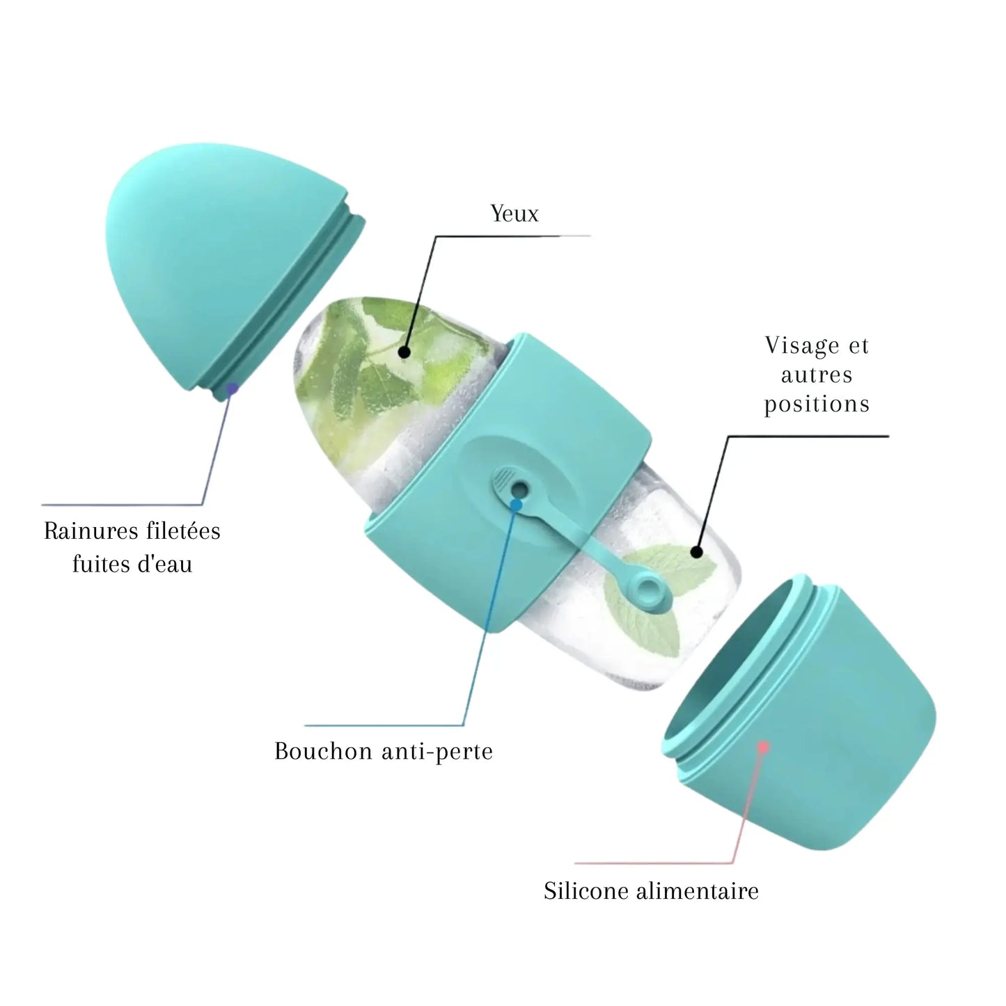 Ice Roller Visage en Silicone – Massage Glacial Raffermissant & Anti-Poches Maison Jadeïs